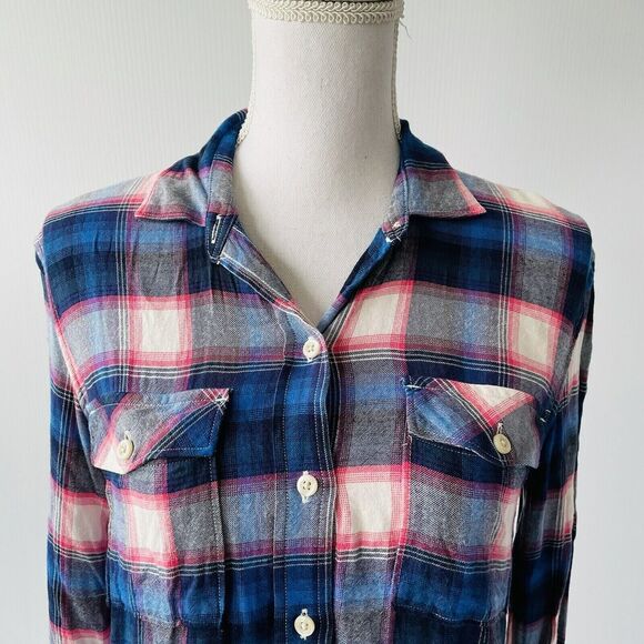 Gap Pendleton Flannel Shirt Boyfriend Fit Button Down Pink Blue Comfy Size Small - Picture 4 of 12